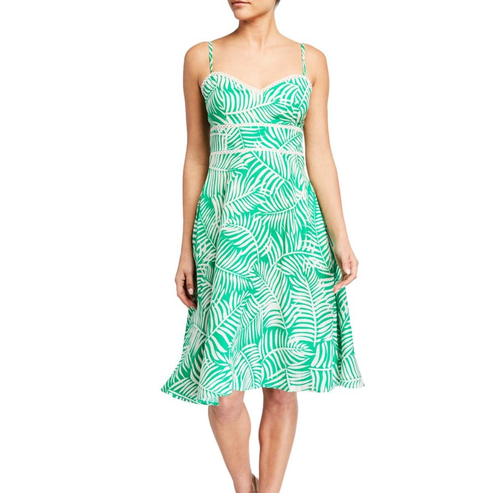 NWT Eliza J Leaf Print Fit and Flare Dress